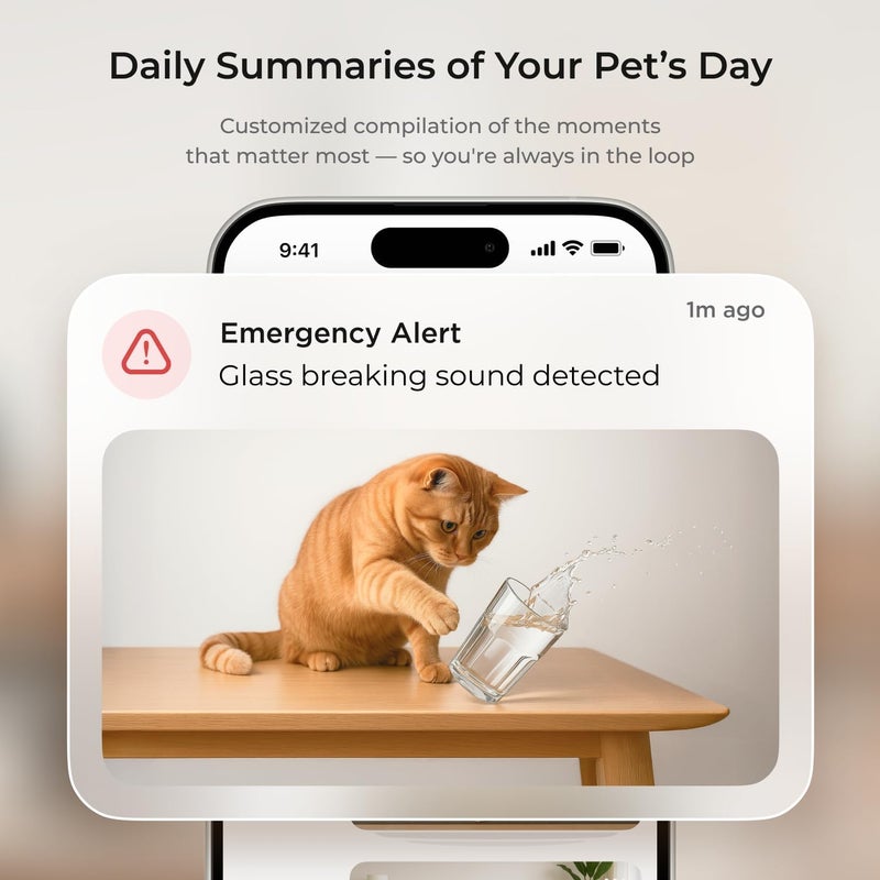 Petcube كام 360 كاميرا تفاعلية واي فاي لحماية الحيوانات الأليفة والمنزل مع تطبيق الهاتف، فيديو بدقة 1080 بكسل، دوران 360°، رؤية ليلية، تنبيهات ذكية - Image 4